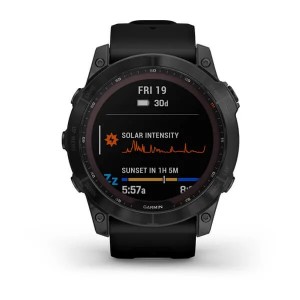 Ceas Garmin Fenix 7X Sapphire Solar Titan DLC Black Cu Curea Neagră