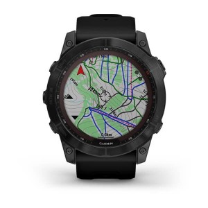 Ceas Garmin Fenix 7X Sapphire Solar Titan DLC Black Cu Curea Neagră