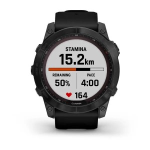 Ceas Garmin Fenix 7X Sapphire Solar Titan DLC Black Cu Curea Neagră