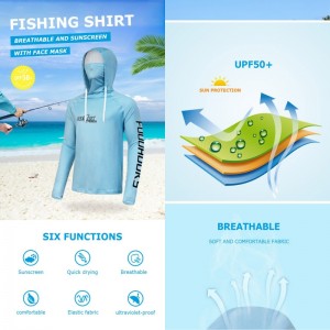 Bluza UV 50+ Relax Lures Light Blue Marimea S