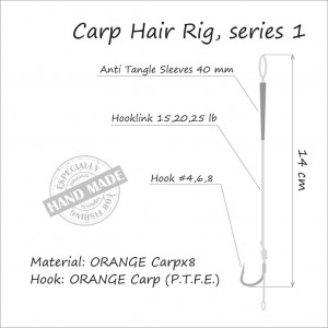 Rig Crap Orange Series 1 Carp Hair Rigs 14cm 15lbs Nr 8