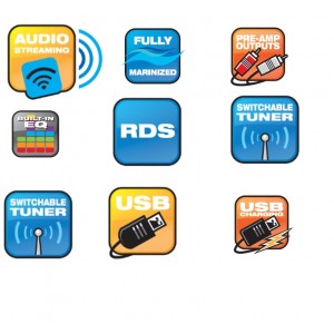 Sistem Audio Boss Marine Alb MCKGB450W.6 240W AM/FM player digital, bluetooth, 2 boxe cu antena