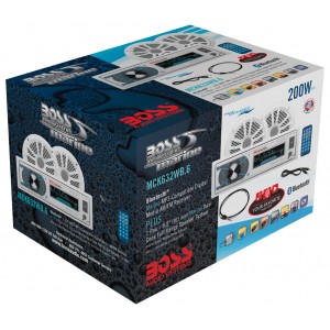 Sistem Audio Boss Marine Alb MR632UAB 200W AM/FM CD player digital, bluetooth, 2 boxe cu antena 