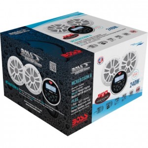 Sistem Audio Boss Marine Alb 240W AM/FM player digital, bluetooth, 2 boxe cu antena