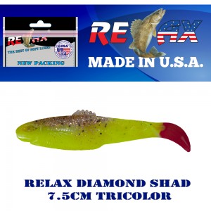 Shad Relax Diamond Tricolor 7.5cm 10buc/plic TC329