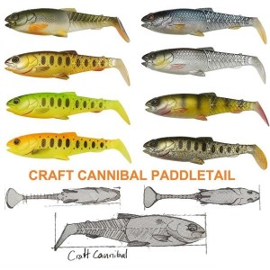 Shad Savage Gear Craft Cannibal Paddletail 10.5cm 12g 4buc/plic Green Silver UV